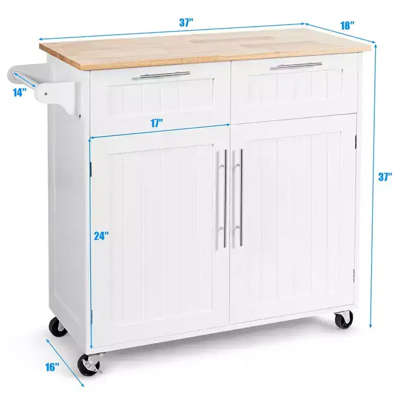 Rolling Kitchen Cart Island – Heavy Duty Storage Trolley with Drawers & Cabinet