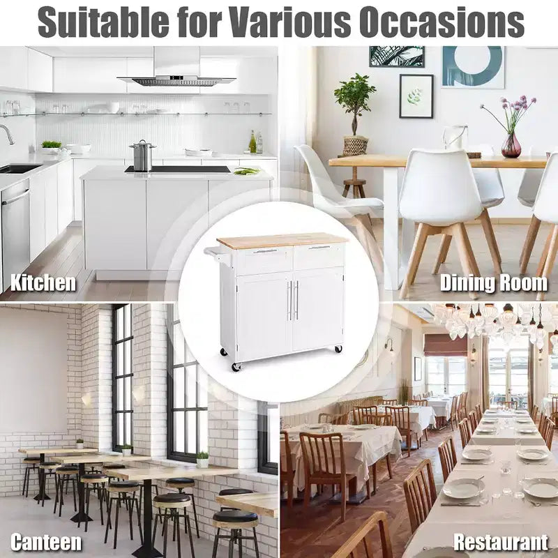 Rolling Kitchen Cart Island – Heavy Duty Storage Trolley with Drawers & Cabinet