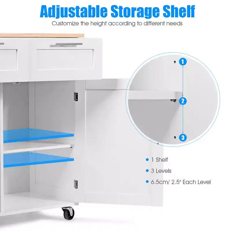 Rolling Kitchen Cart Island – Heavy Duty Storage Trolley with Drawers & Cabinet