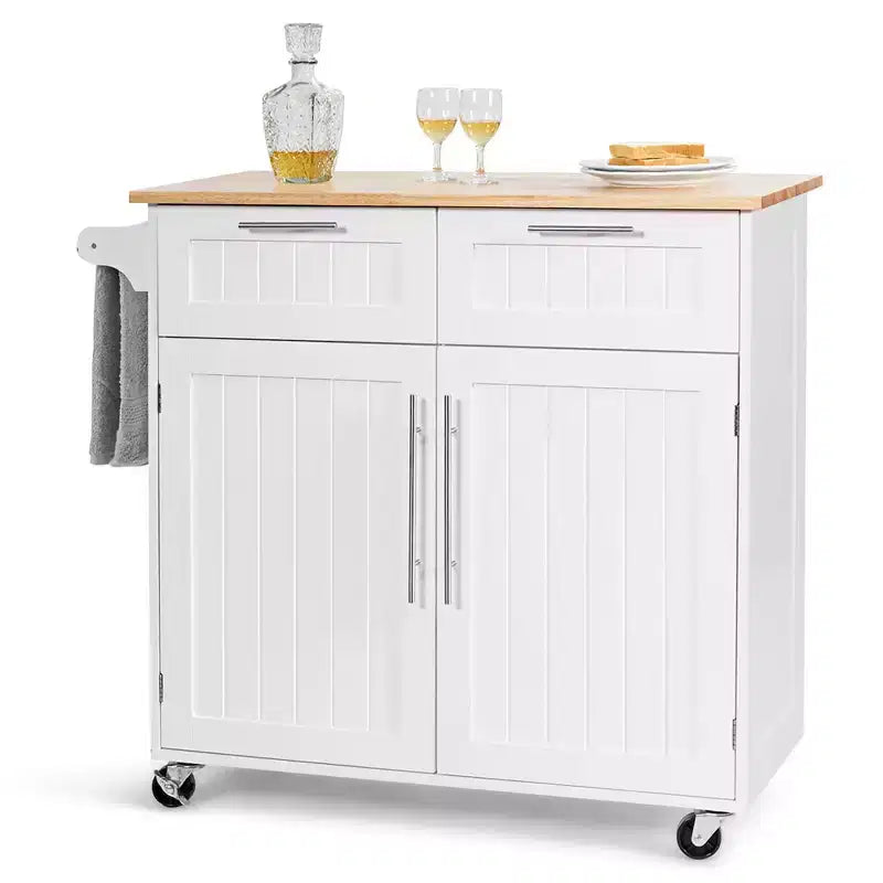 Rolling Kitchen Cart Island – Heavy Duty Storage Trolley with Drawers & Cabinet