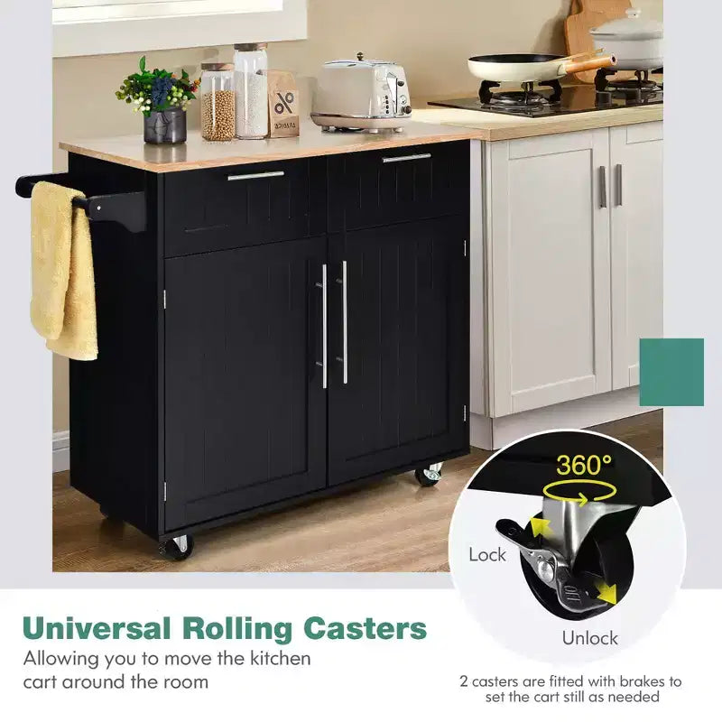 Rolling Kitchen Cart Island – Heavy Duty Storage Trolley with Drawers & Cabinet
