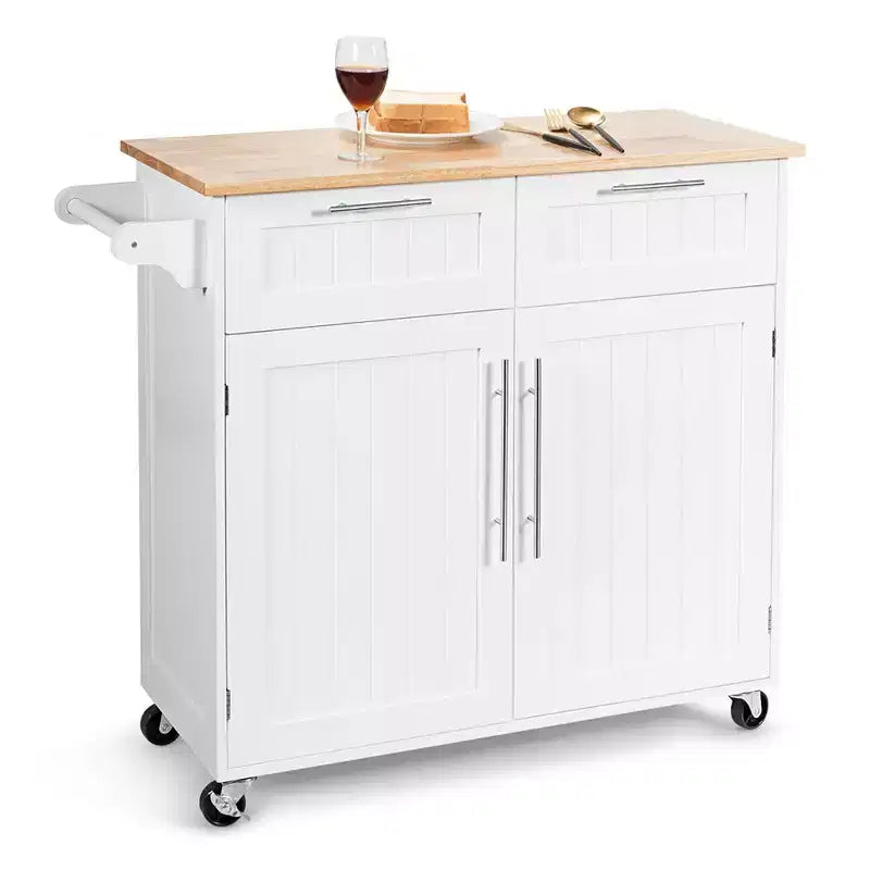 Rolling Kitchen Cart Island – Heavy Duty Storage Trolley with Drawers & Cabinet