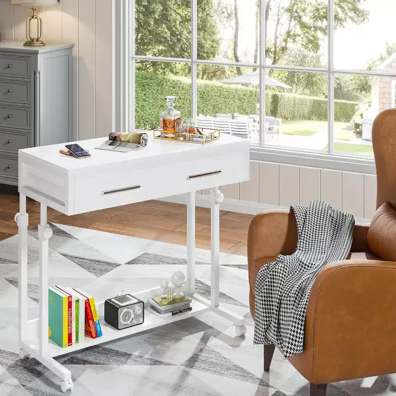 Portable Desk with Drawers – Mobile Laptop Desk on Wheels for Home Office