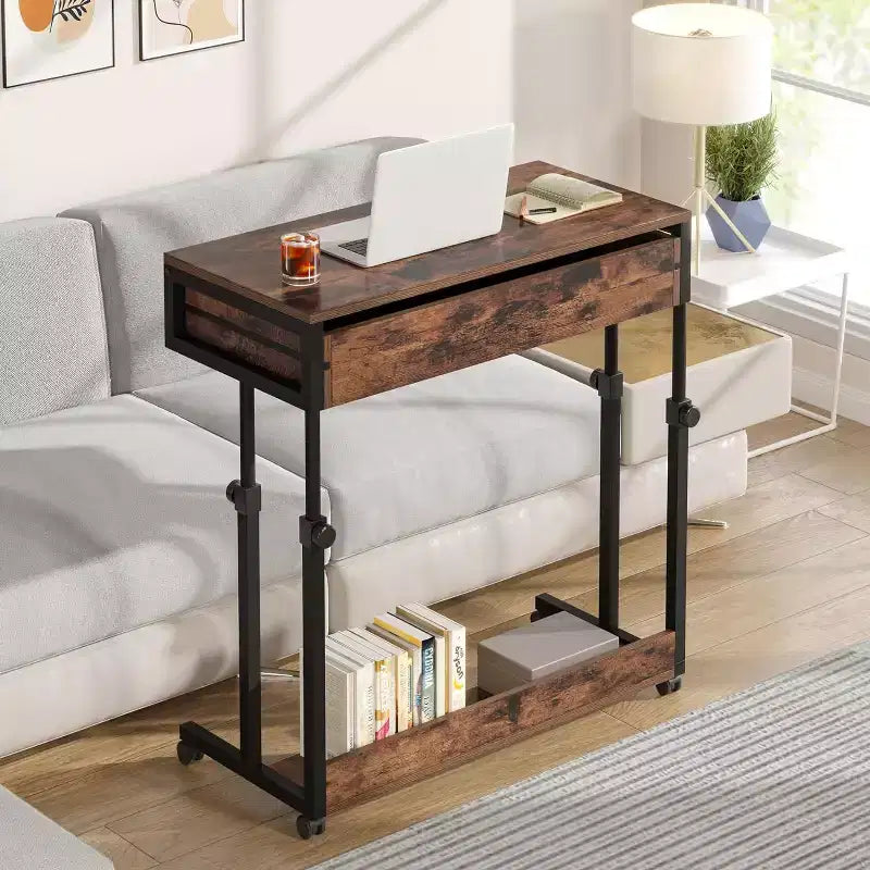 Portable Desk with Drawers – Mobile Laptop Desk on Wheels for Home Office