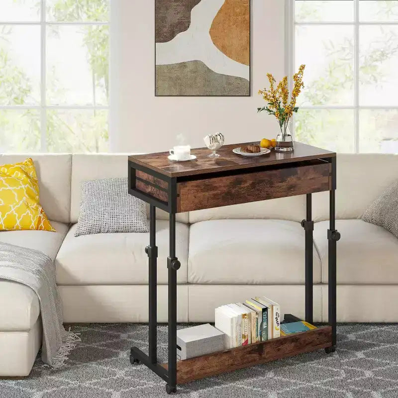 Portable Desk with Drawers – Mobile Laptop Desk on Wheels for Home Office
