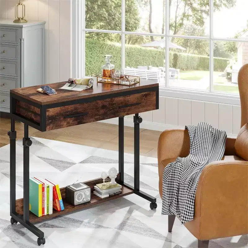 Portable Desk with Drawers – Mobile Laptop Desk on Wheels for Home Office