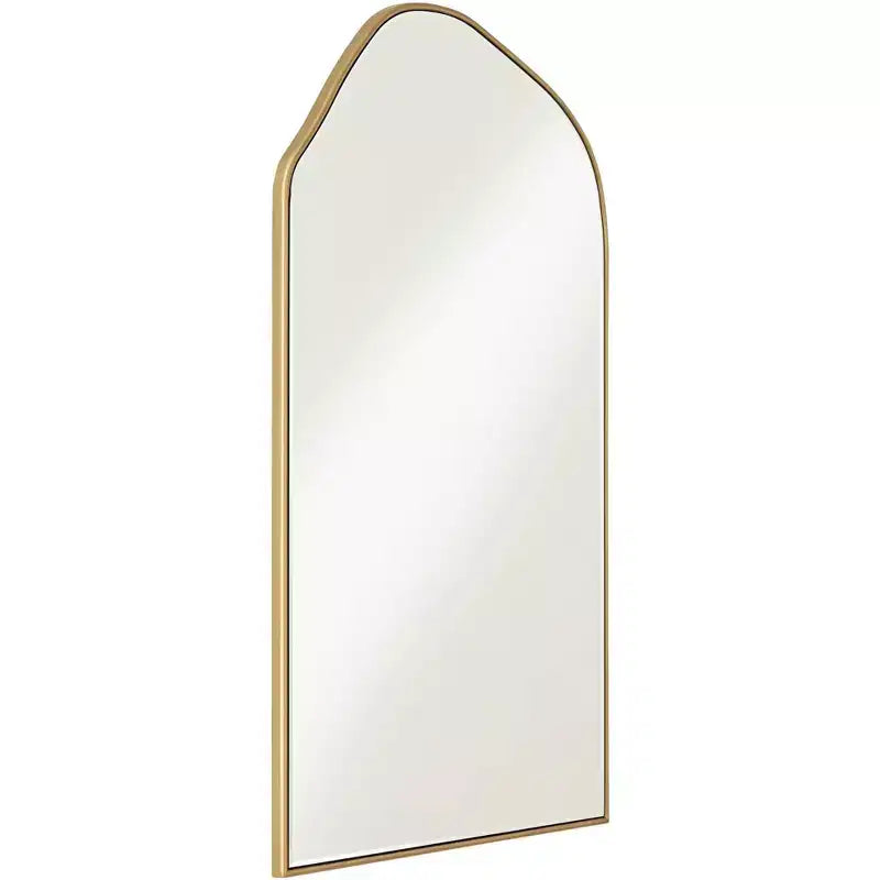 Arch Top Vanity Wall Mirror – Beveled Glass, Gold Wood Frame, 26" Wide