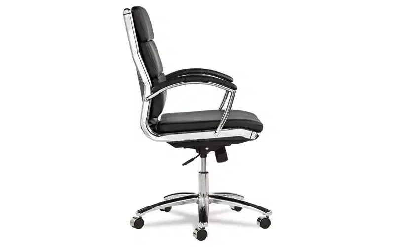 Mid-Back Slim Profile Chair – Faux Leather, 275 lb, Chrome Base