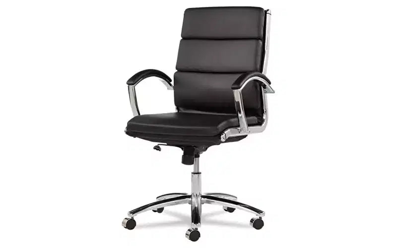Mid-Back Slim Profile Chair – Faux Leather, 275 lb, Chrome Base