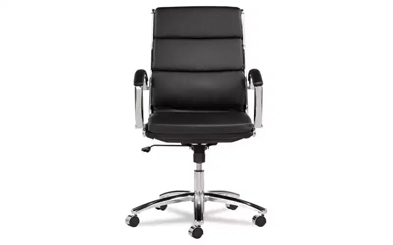 Mid-Back Slim Profile Chair – Faux Leather, 275 lb, Chrome Base