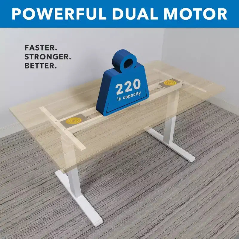 Dual Motor Electric Standing Desk with 55" Tabletop – Maple & White