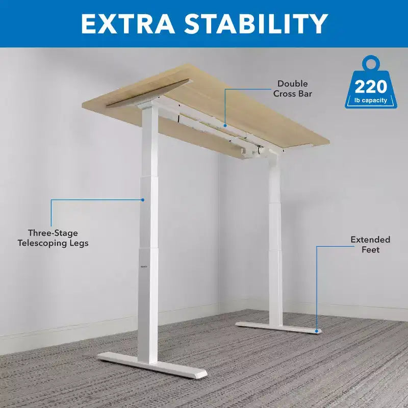 Dual Motor Electric Standing Desk with 55" Tabletop – Maple & White