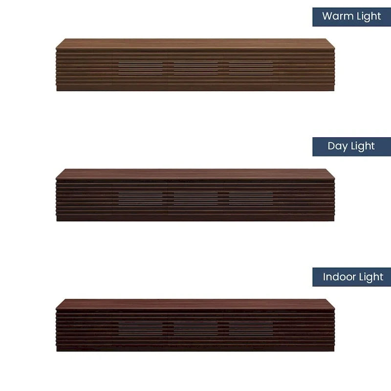 Minimalistische tv-meubel met laden, mediaconsole van massief hout met kasten, neerklapbare deur, walnootfineer, volledig gemonteerd