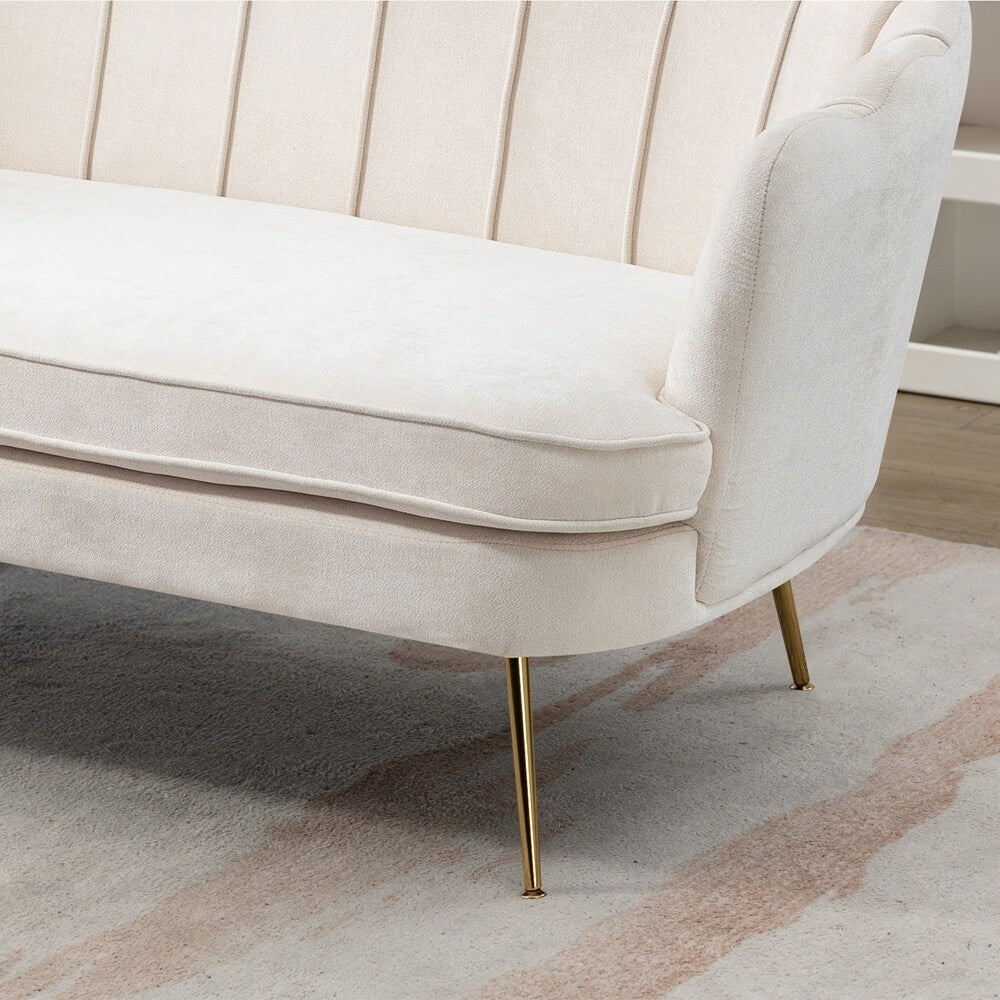 Kleines Mini-Sofa für zwei Personen mit goldenem Metallbein – 2 Sitzplätze