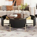 Table basse ronde moderne de 31,5 pouces avec grand espace de rangement dans le tiroir