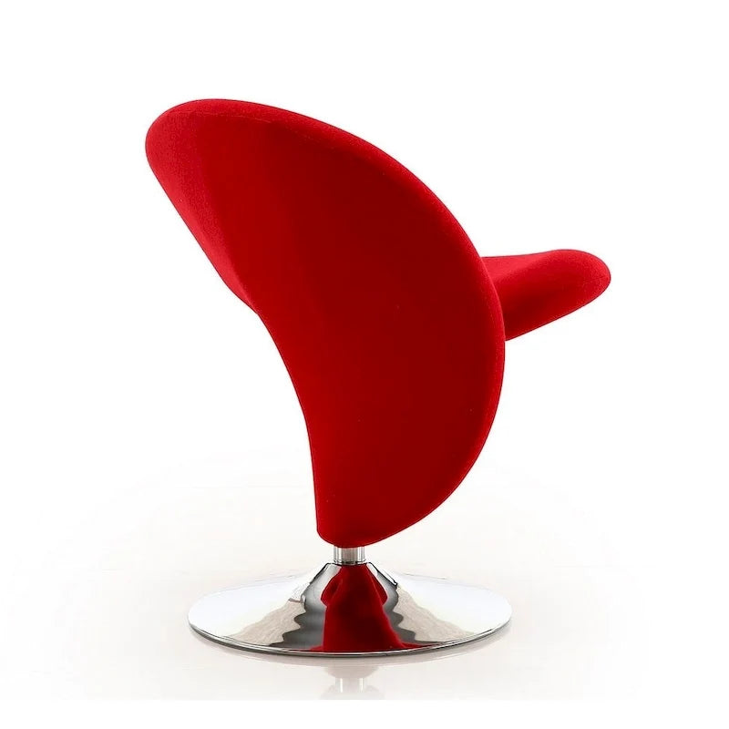 Manhattan Comfort Curl draaibare accentstoel van chroom en wolmix (set van 2)