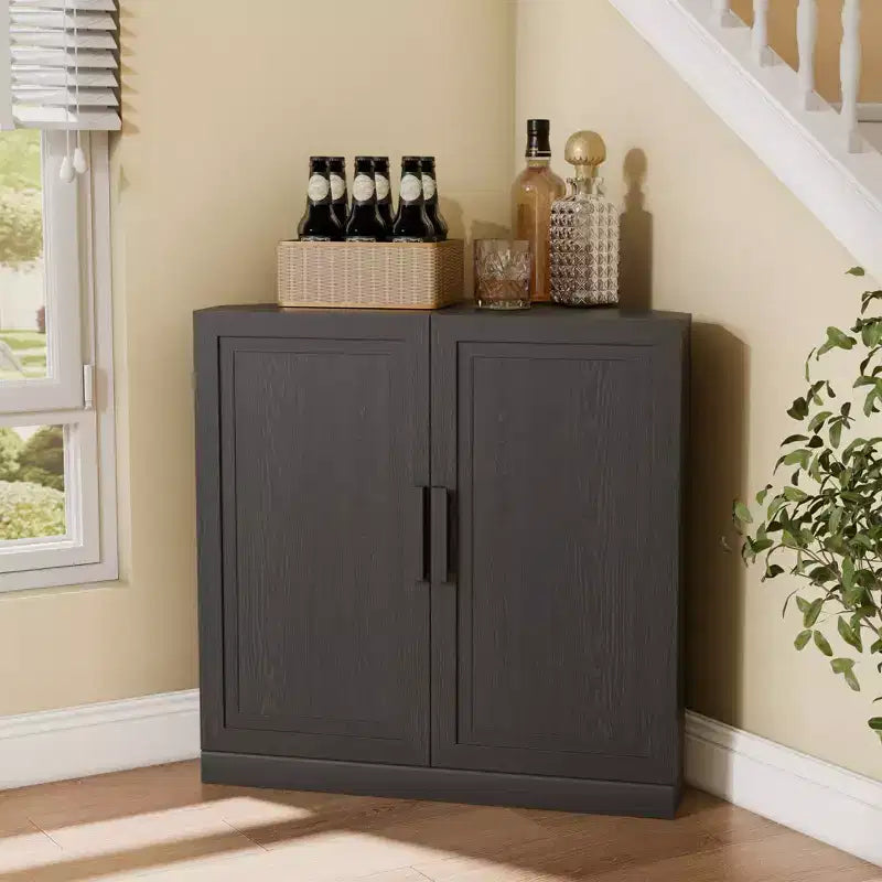 Dovelina hoekkast met verstelbare planken, dressoir, buffetkast, wijnkast en keuken- en eetkamerkast met houten deuren – 31H x 31W, 36H x 31W
