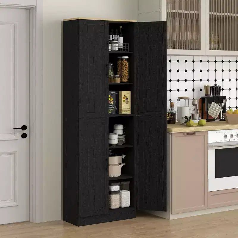 Garde-manger de cuisine autoportant HOMCOM 67 po, meuble de rangement à 4 portes avec étagères et portes réglables
