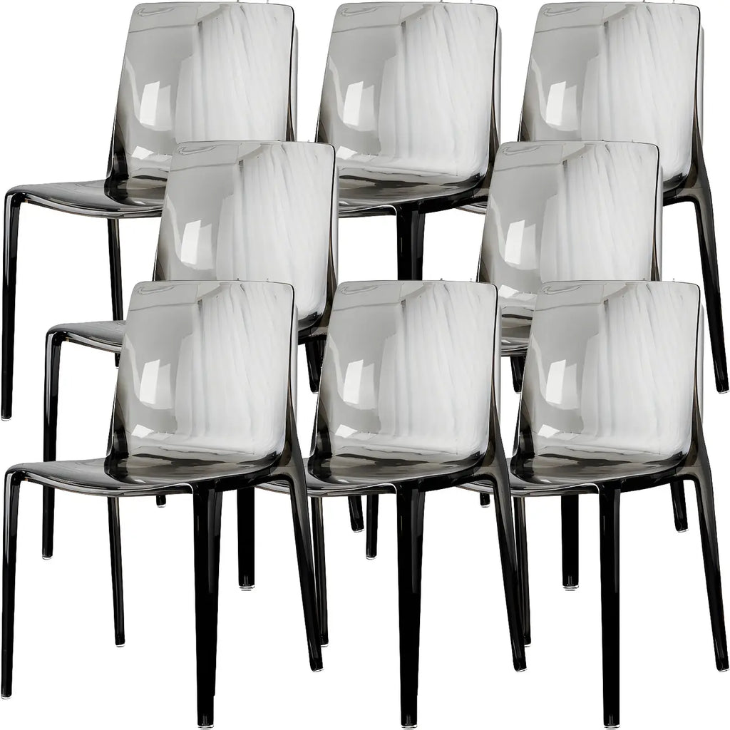 Chaise de salle à manger sans accoudoirs à dossier bas en acrylique ambré