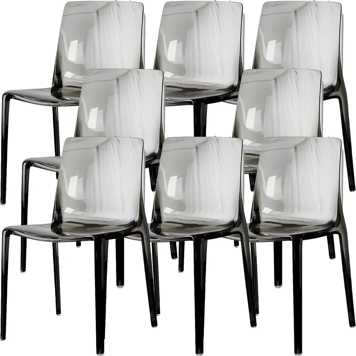 Chaise de salle à manger sans accoudoirs à dossier bas en acrylique ambré