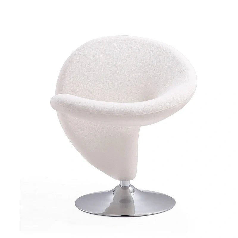 Manhattan Comfort Curl draaibare accentstoel van chroom en wolmix (set van 2)