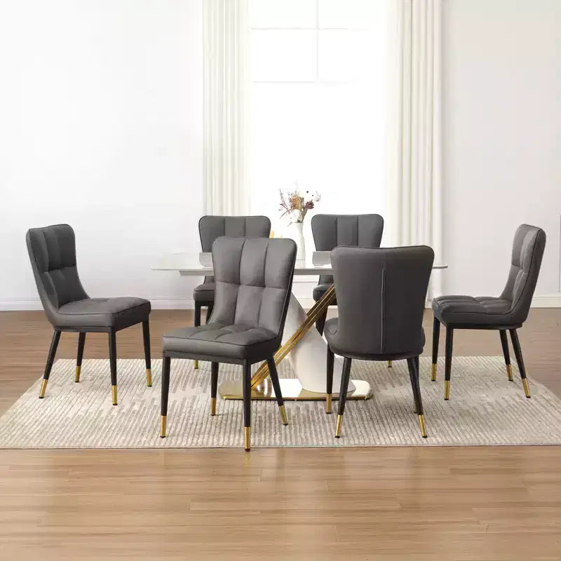 Ensemble de 6 chaises de salle à manger Bekrvio, siège moderne rembourré en similicuir avec dossier haut, pieds en métal, chaises de cuisine sans accoudoirs pour le salon et la salle à manger