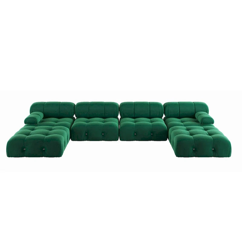 138 modulaire omkeerbare hoekbank, U-vormige minimalistische fluwelen bank
