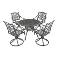 5-teiliges Esszimmer-Set für die Terrasse aus Aluminiumguss mit 4 drehbaren Stühlen