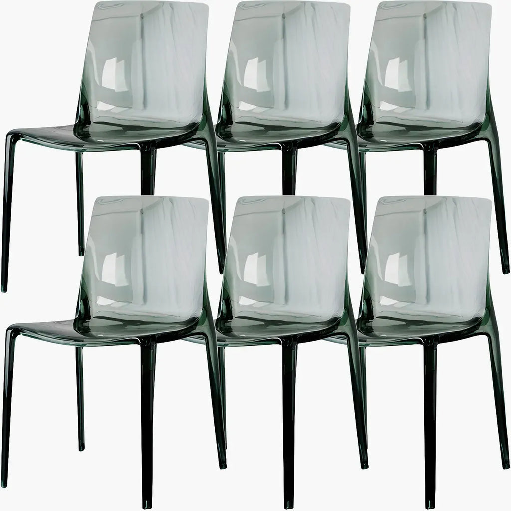 Chaise de salle à manger sans accoudoirs à dossier bas en acrylique ambré
