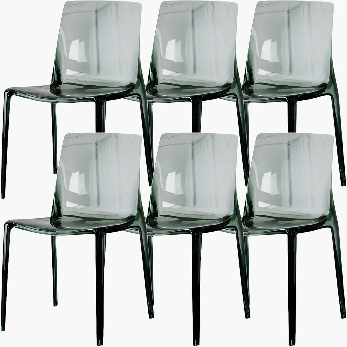 Chaise de salle à manger sans accoudoirs à dossier bas en acrylique ambré