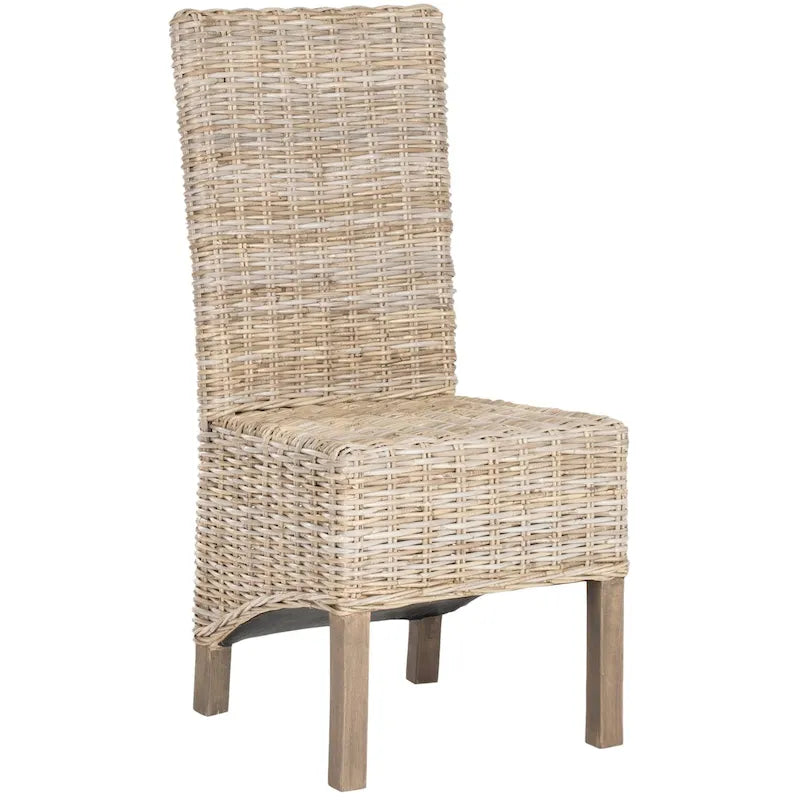 Set van 2 natuurlijke rieten eetkamerstoelen, 19B x 22D x 41H, boho-kuststijl