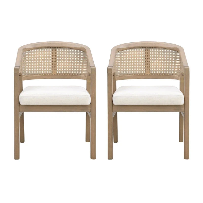 Christopher Knight Home - Eetkamerstoel met rieten bekleding (set van 2)