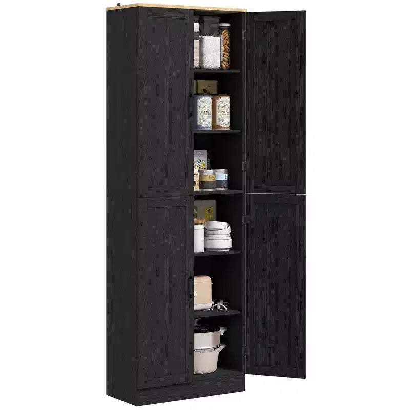 Garde-manger de cuisine autoportant HOMCOM 67 po, meuble de rangement à 4 portes avec étagères et portes réglables
