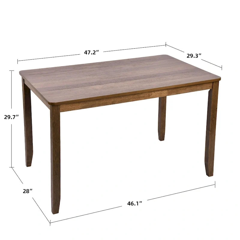 Ensemble de salle à manger 5 pièces en bois massif, table de 47 L (1 table + 4 chaises à dossier à barreaux)