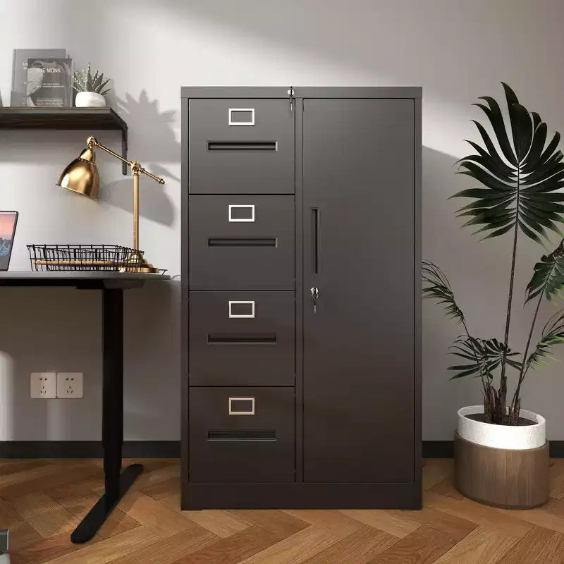 Classeur vertical de rangement en métal avec serrure, armoire à dossiers en acier à 4 tiroirs