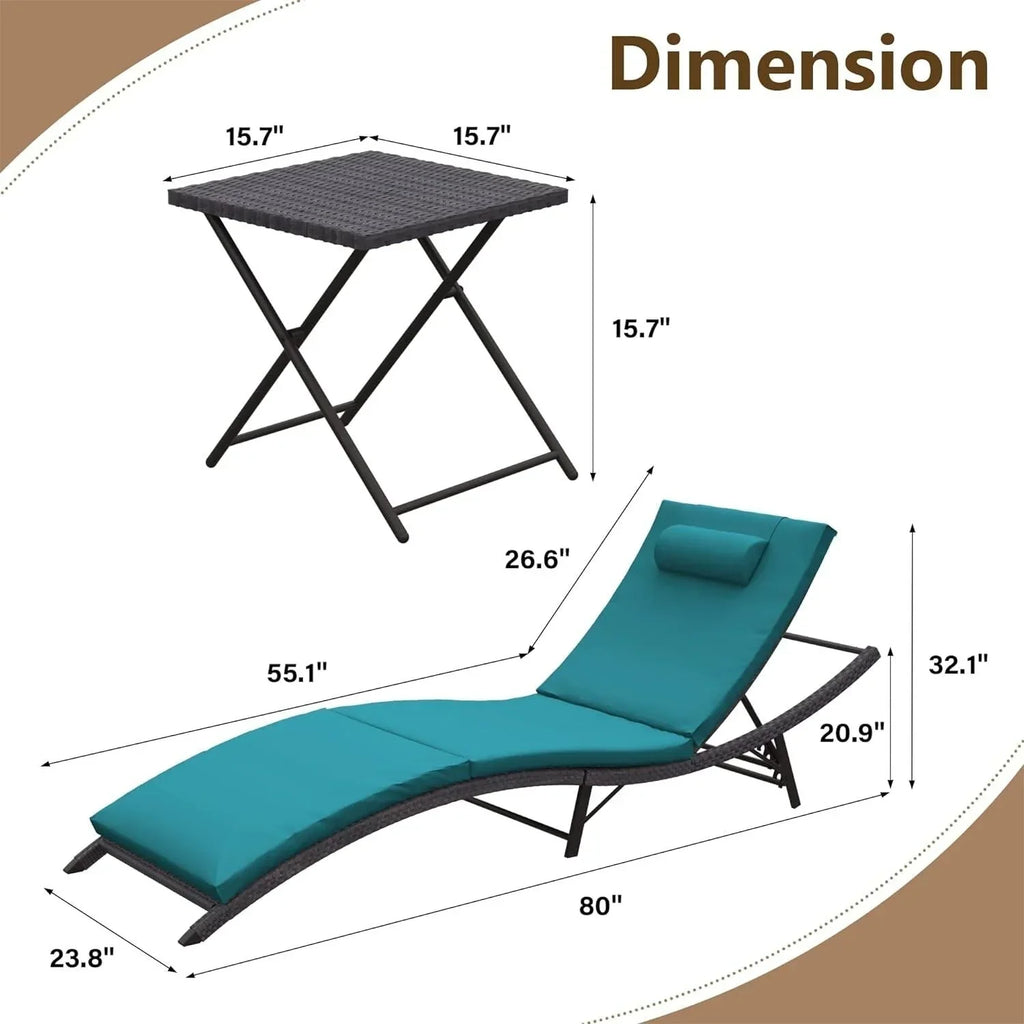 Ensemble de 3 chaises longues d’extérieur Kullavik