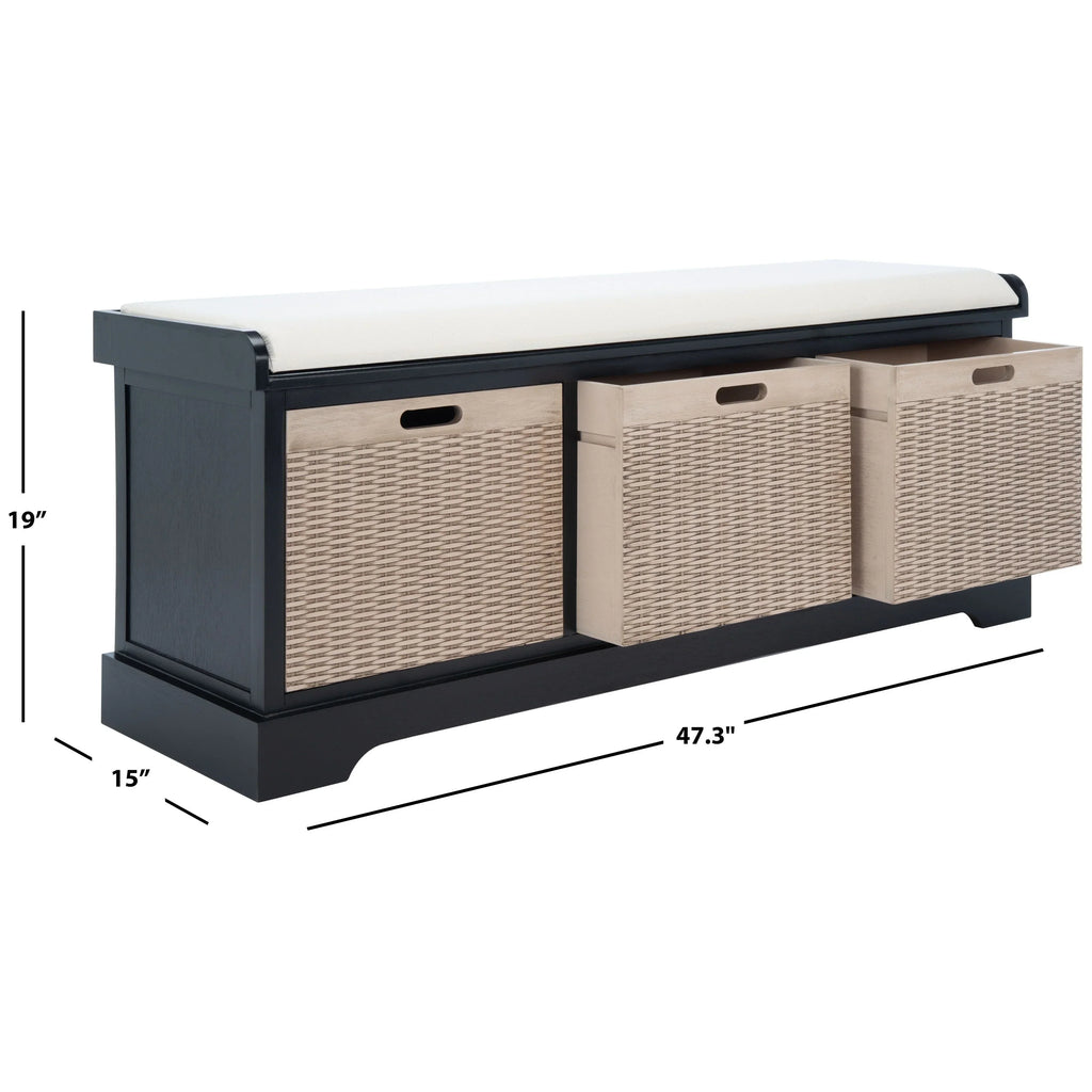 SAFAVIEH Fiorello minderli, 3 çekmeceli depolama pufu - 47.3 W x 15 L x 19 H - 47Wx15Dx19H