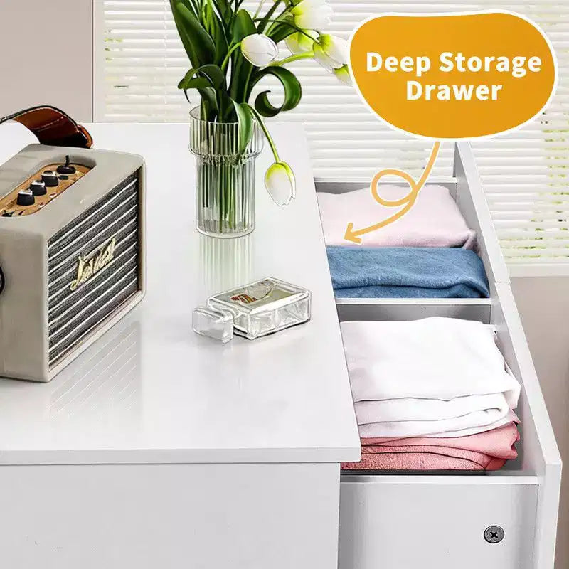 Cómoda grande Karl Home de 6 cajones para dormitorio y cajonera con construcción resistente, organizador de almacenamiento de madera para armario, blanca
