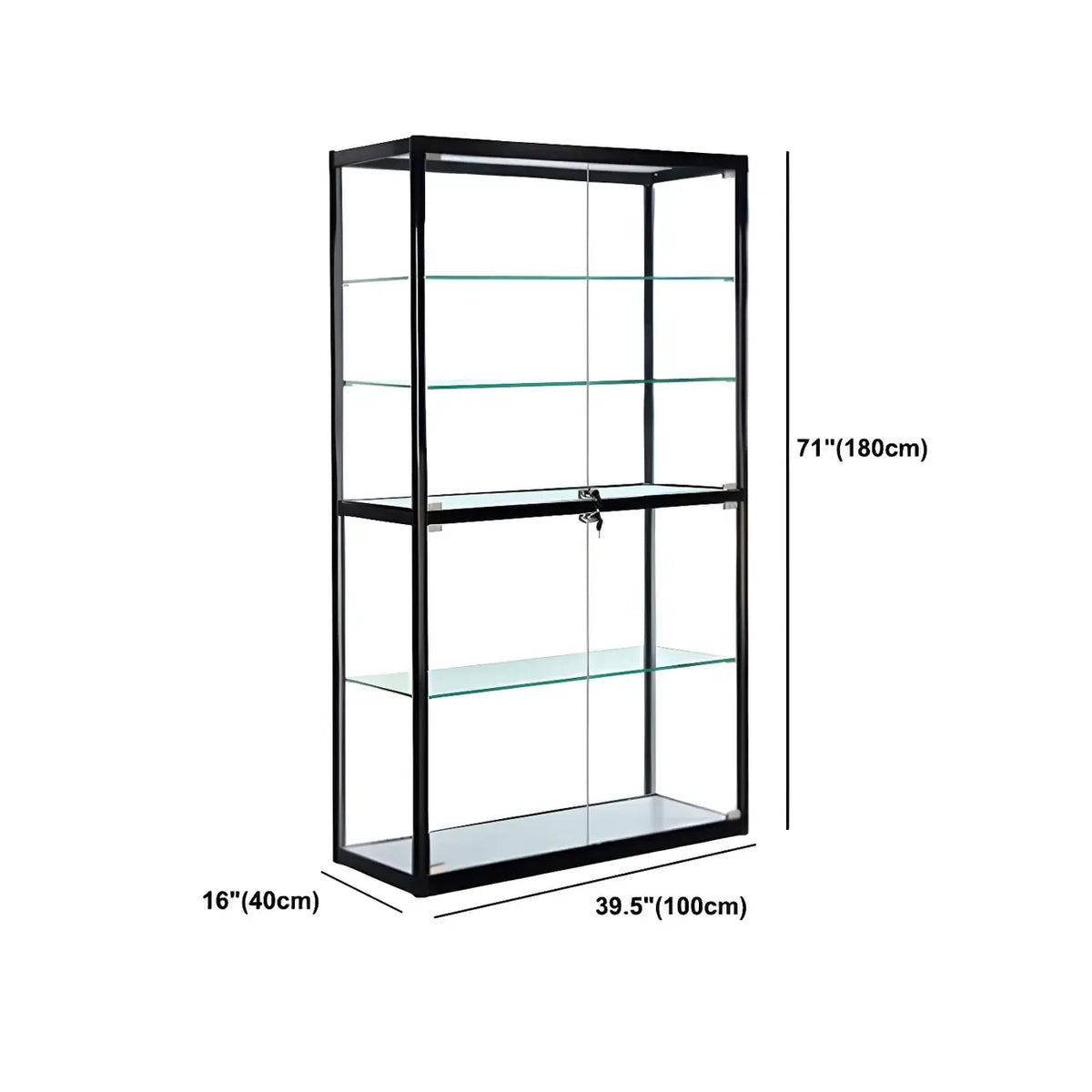 Moderine rechteckige Vitrine aus schwarzem Glas