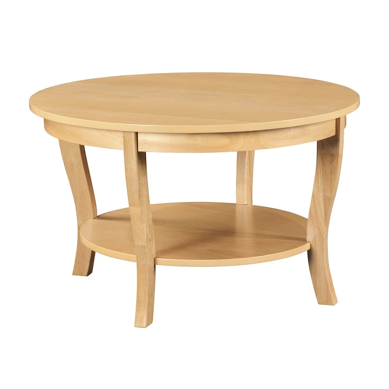 Table basse ronde American Heritage de Convenience Concepts avec étagère
