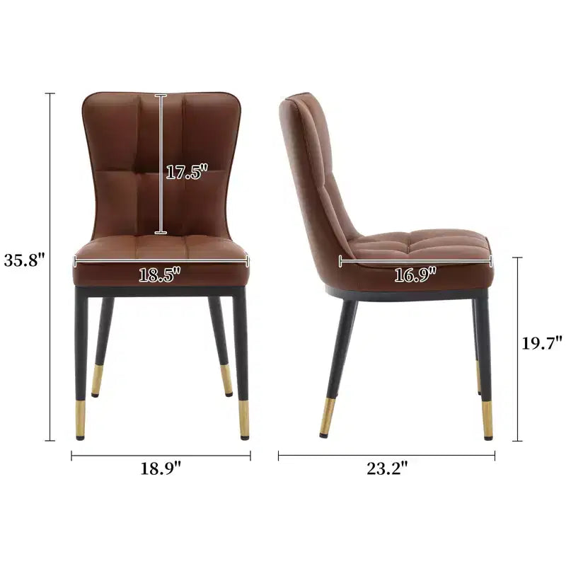 Ensemble de 6 chaises de salle à manger Bekrvio, siège moderne rembourré en similicuir avec dossier haut, pieds en métal, chaises de cuisine sans accoudoirs pour le salon et la salle à manger