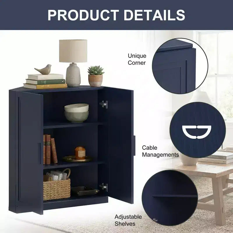 Dovelina hoekkast met verstelbare planken, dressoir, buffetkast, wijnkast en keuken- en eetkamerkast met houten deuren – 31H x 31W, 36H x 31W