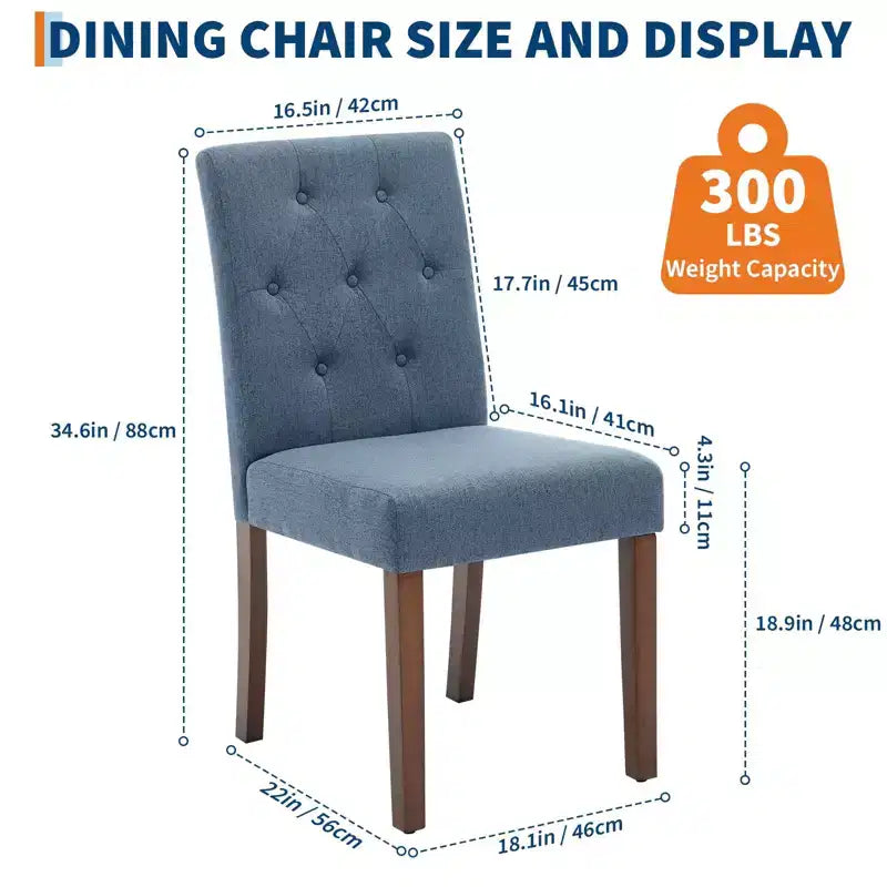 Ensemble de 6 / 4 chaises de salle à manger Parsons capitonnées à boutons – chaises de cuisine en tissu rembourré avec pieds en bois et assises rembourrées – mobilier de salon et de cuisine