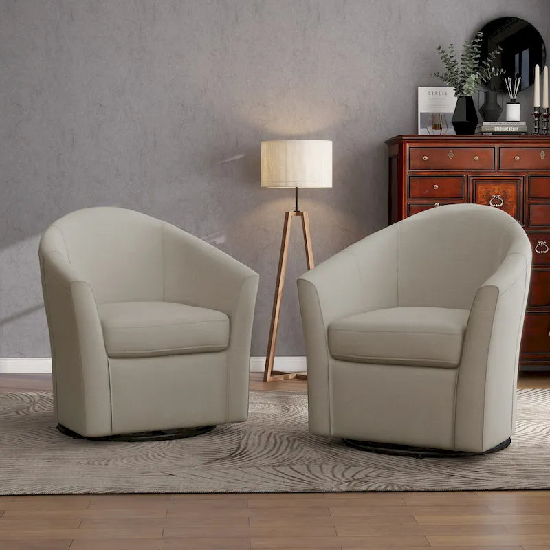 Set van 2 moderne gestoffeerde draaibare kuipstoelen voor de woonkamer