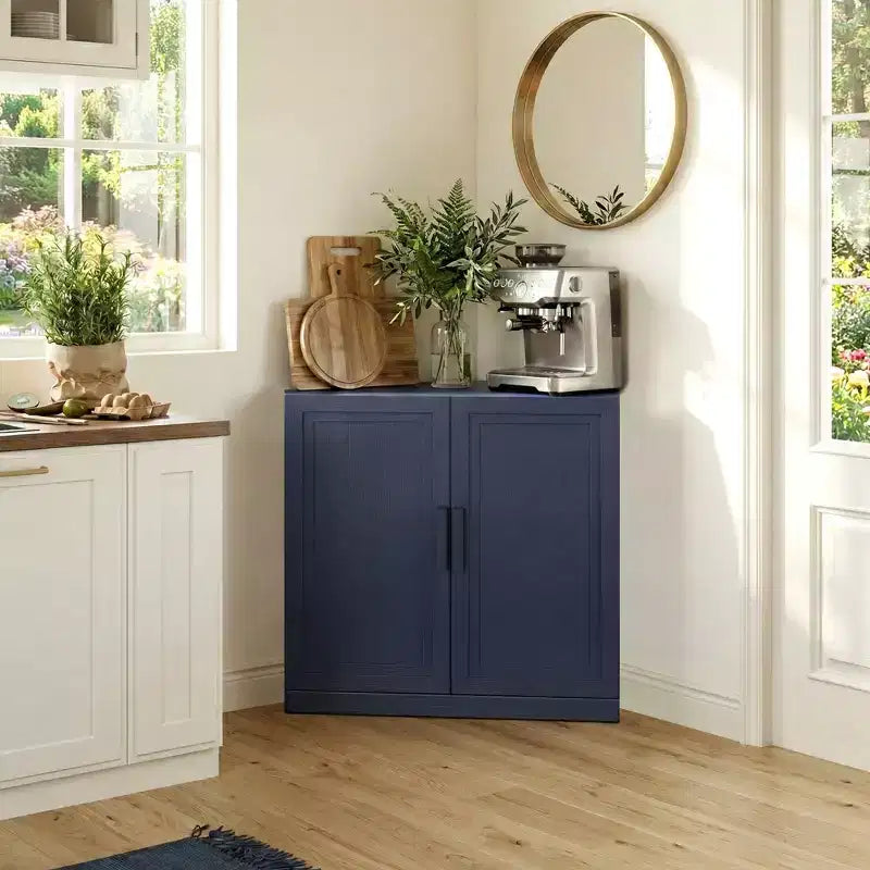 Dovelina hoekkast met verstelbare planken, dressoir, buffetkast, wijnkast en keuken- en eetkamerkast met houten deuren – 31H x 31W, 36H x 31W