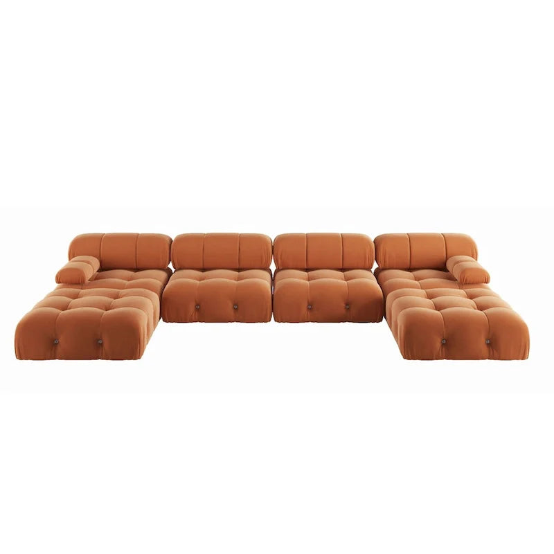 138 modulaire omkeerbare hoekbank, U-vormige minimalistische fluwelen bank