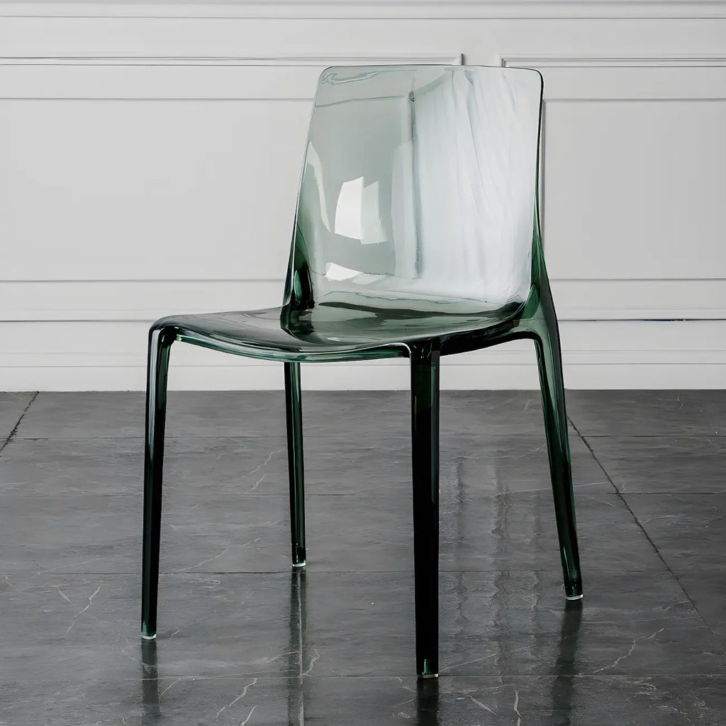 Chaise de salle à manger sans accoudoirs à dossier bas en acrylique ambré