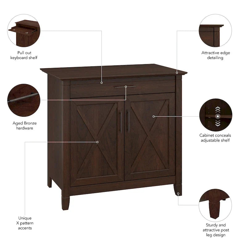 Biurko sekretarzyk Key West z szafką do przechowywania marki Bush Furniture