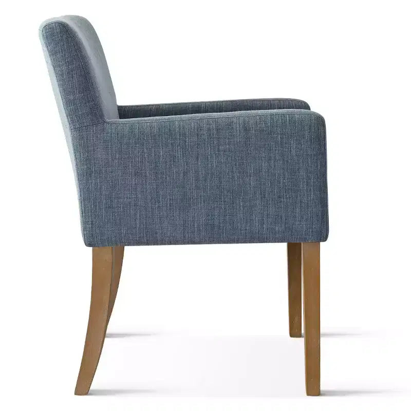 Ensemble de 6 chaises de salle à manger rembourrées avec accoudoirs, fauteuils modernes en lin avec pieds en bois, chaises d’appoint pour salle à manger et salon - Panipeachy