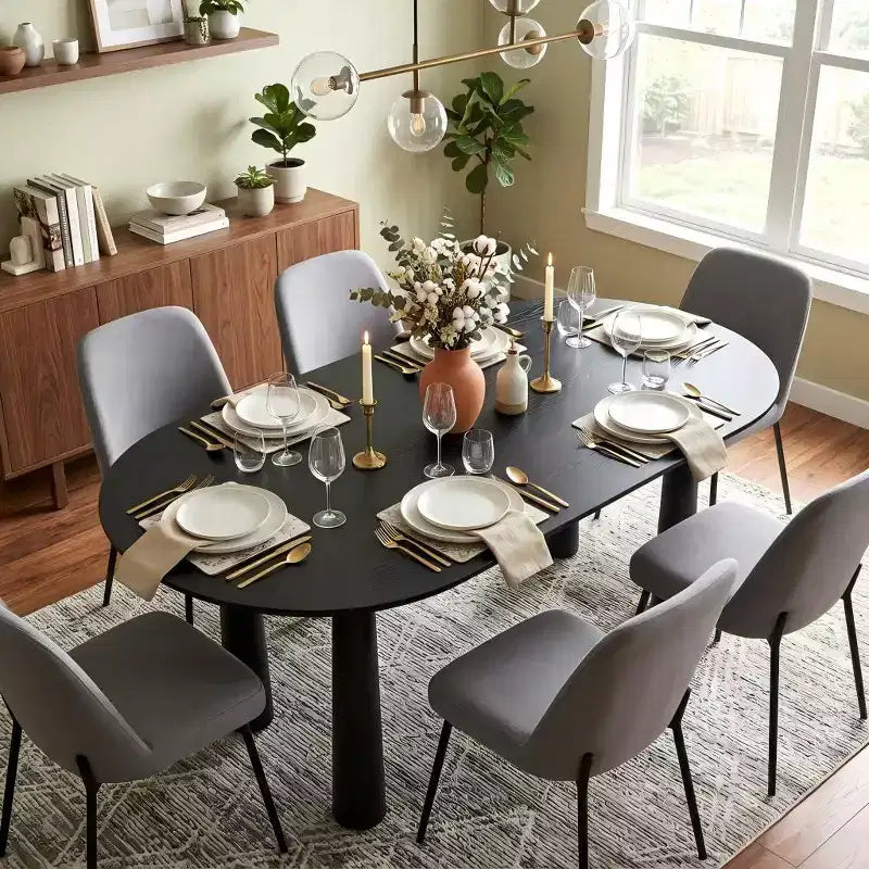 Dovelina 67 Oval Wood Dining Table with 4 legs Modern Kitchen Table for 6 People